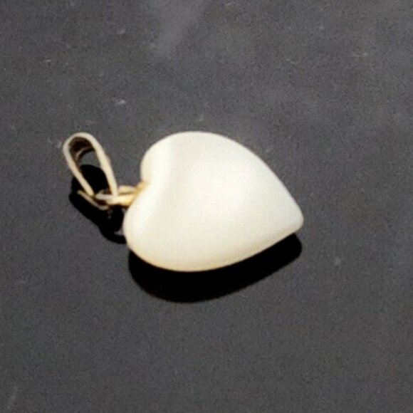 Vintage Mother Of Pearl Heart Shape Sterling Silver Pendant Charm .5" x  .5" - Picture 2 of 5